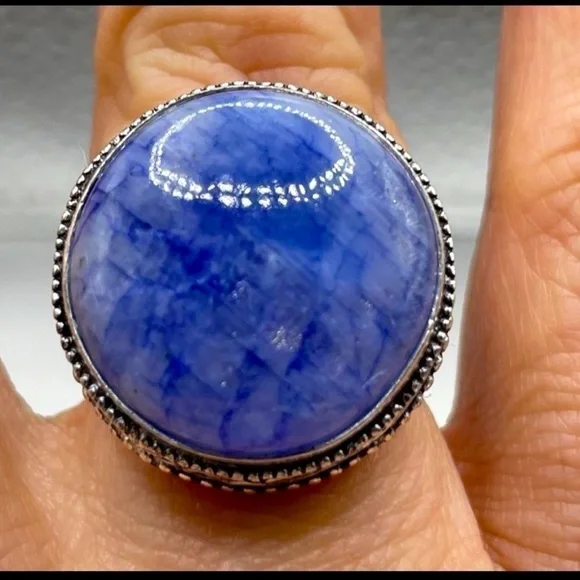 Blue Solar Quartz Ring 925 - Picture 4 of 8